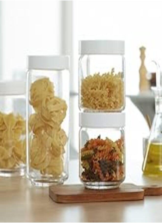 Ocean OCEAN GLASS - STAX JAR WHITE LID, SET OF 6, 500ML. 