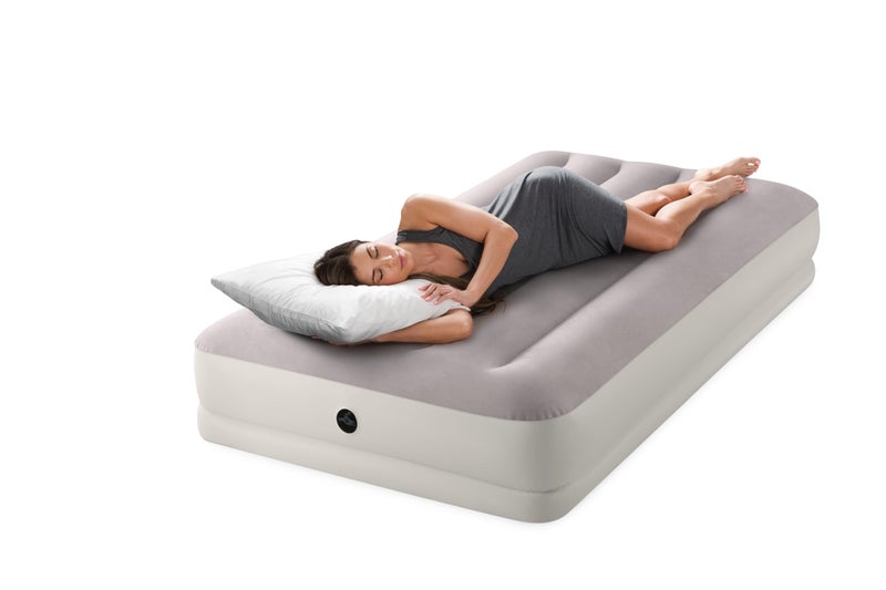 Intex 64177E Dura-Beam Standard Prestige Mid-Rise Air Mattress: Fiber-Tech â€“ Twin Size â€“ Quickfill USB Air Pump â€“ 12in Bed Height â€“ 300lb Weight Capacity - Image 2