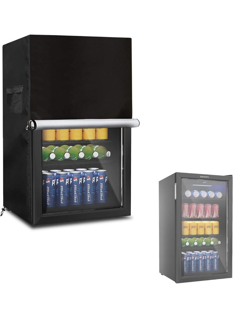 Beverage Refrigerator and Cooler Cover for most 3.2 Cu.ft Beer or Wine Mini Fridge,Waterproof Dust Proof Anti-UV Sides Zipper Can Be Opened(20" W x 20" D x 33" H,Black) - Image 1