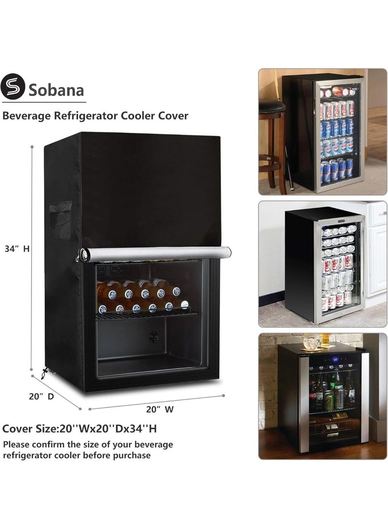 Beverage Refrigerator and Cooler Cover for most 3.2 Cu.ft Beer or Wine Mini Fridge,Waterproof Dust Proof Anti-UV Sides Zipper Can Be Opened(20" W x 20" D x 33" H,Black) - Image 2
