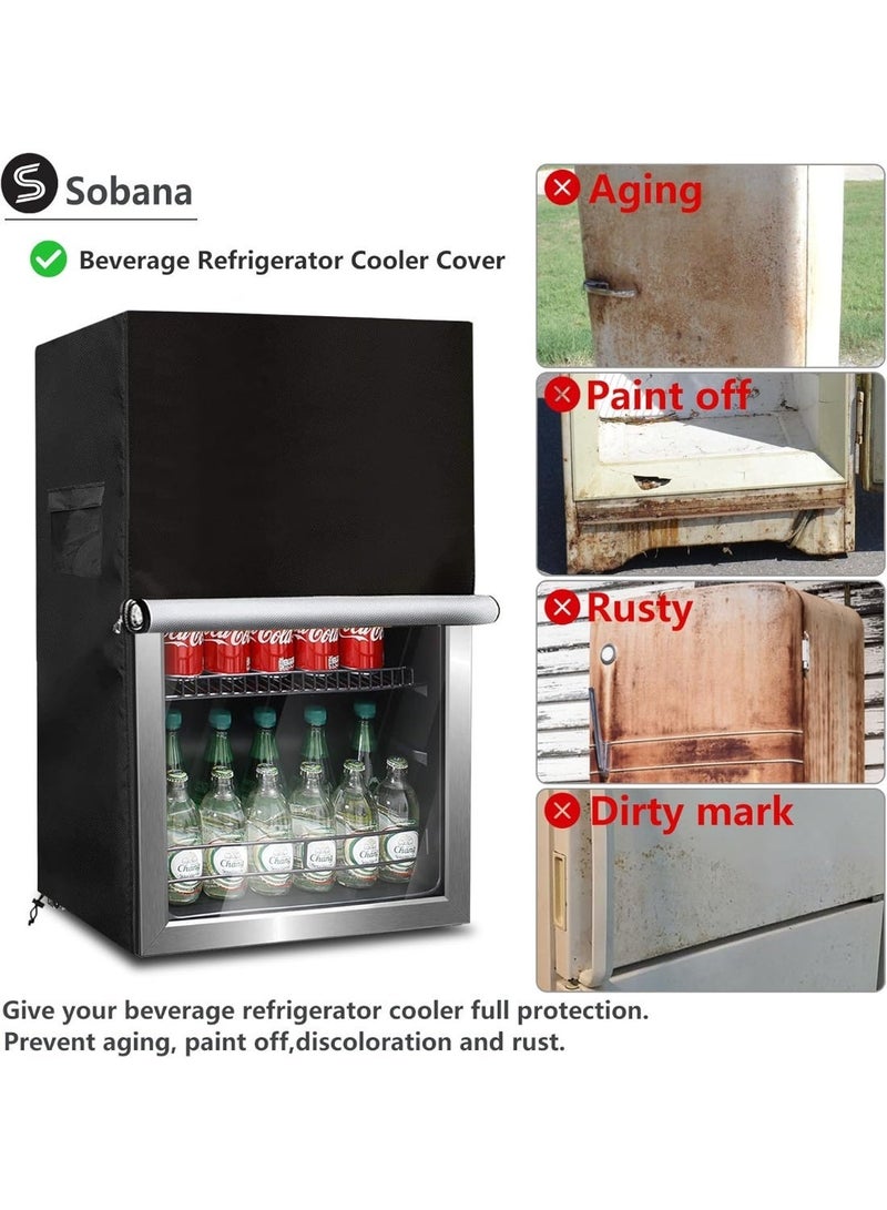 Beverage Refrigerator and Cooler Cover for most 3.2 Cu.ft Beer or Wine Mini Fridge,Waterproof Dust Proof Anti-UV Sides Zipper Can Be Opened(20" W x 20" D x 33" H,Black) - Image 4