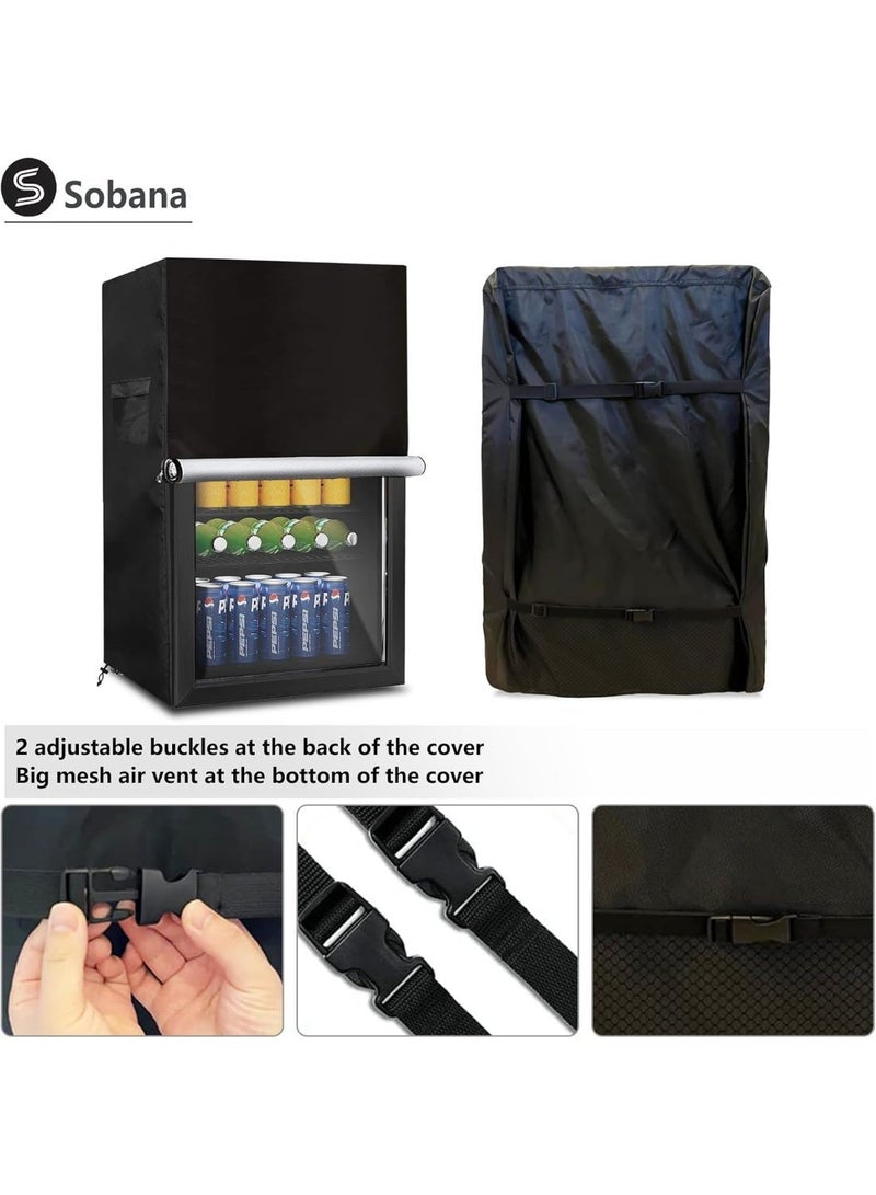 Beverage Refrigerator and Cooler Cover for most 3.2 Cu.ft Beer or Wine Mini Fridge,Waterproof Dust Proof Anti-UV Sides Zipper Can Be Opened(20" W x 20" D x 33" H,Black) - Image 3