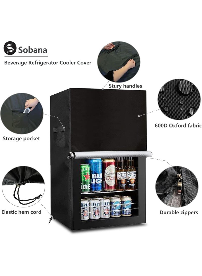 Beverage Refrigerator and Cooler Cover for most 3.2 Cu.ft Beer or Wine Mini Fridge,Waterproof Dust Proof Anti-UV Sides Zipper Can Be Opened(20" W x 20" D x 33" H,Black) - Image 5