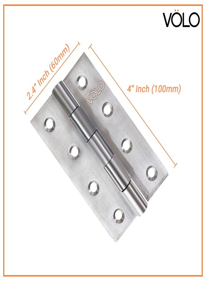 Volo 4 inch x 3 inch x 3 mm Thicknes, Extra Heavy Stainless Steel Premium Door Hinges, Satin Silver Finish(Pack of 8Pcs) - Image 2