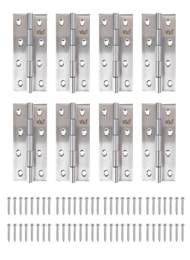 Volo 4 inch x 3 inch x 3 mm Thicknes, Extra Heavy Stainless Steel Premium Door Hinges, Satin Silver Finish(Pack of 8Pcs) - Image 1