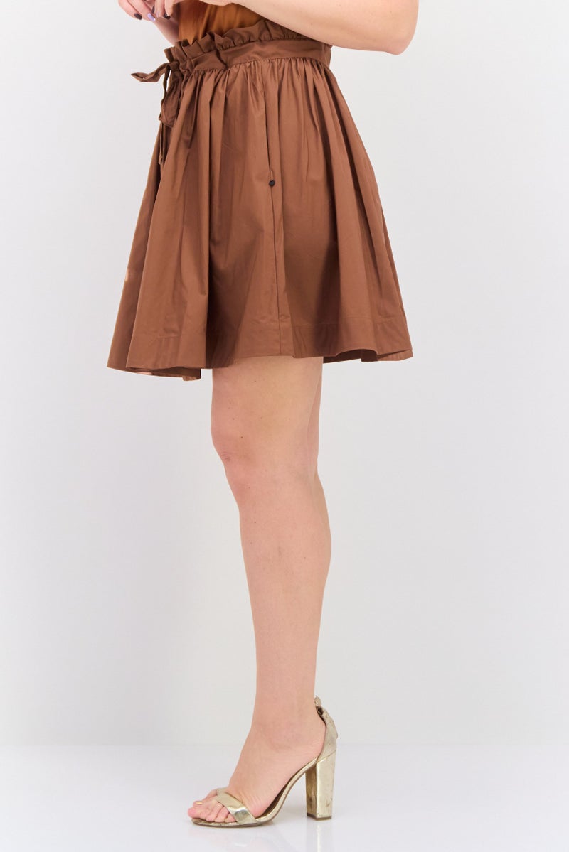 Scotch & Soda Women Plain A-Line Skirt, Brown - Image 3