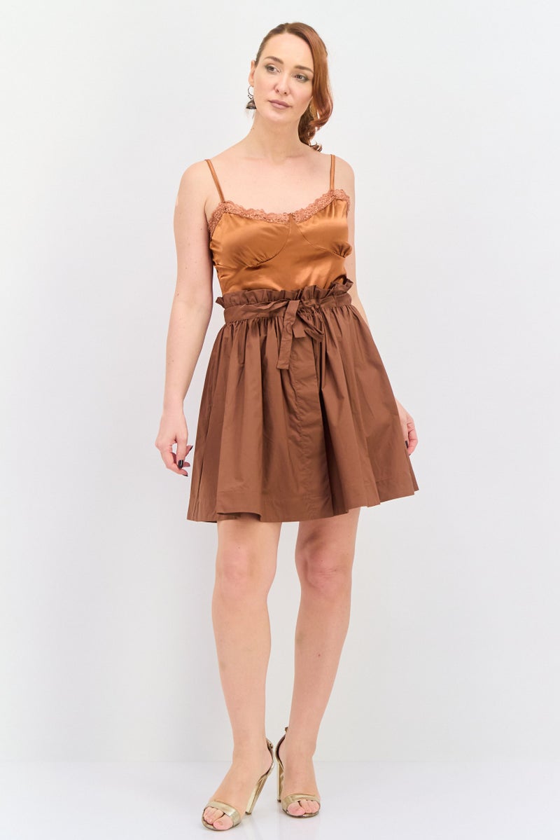 Scotch & Soda Women Plain A-Line Skirt, Brown - Image 2