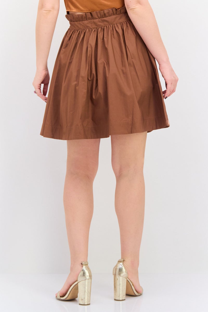 Scotch & Soda Women Plain A-Line Skirt, Brown - Image 4