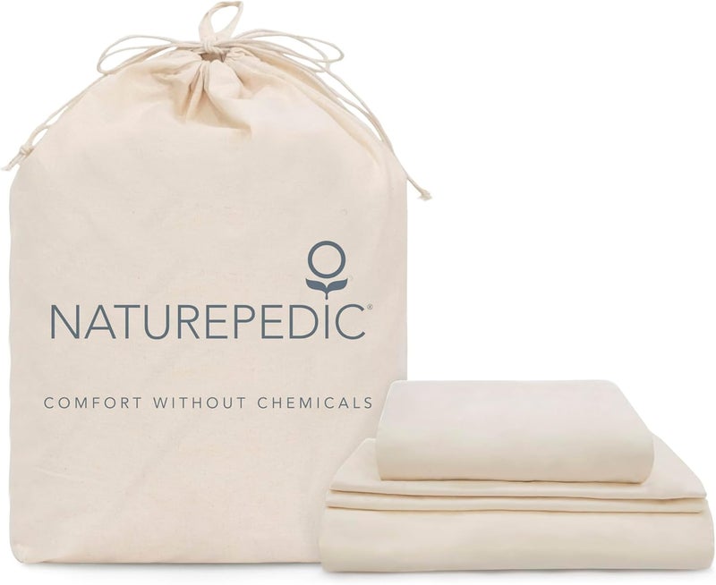 Naturepedic Organic Luxury California King Sheet Set  4 Piece Soft Sheets for California King Size Bed  Comfy Breathable  Fitted Bed Sheet  400 Thread Count Organic Cotton Sheet Set - Image 1