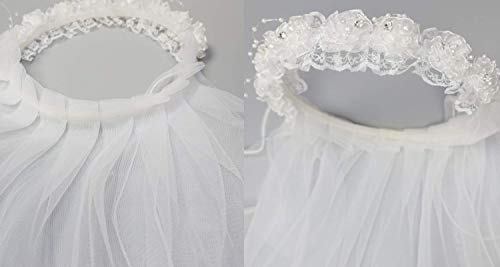 Bienvenu Girls Fashion Floral Headpiece Veil Flower Crown,White - Image 5