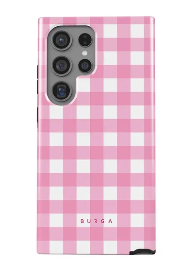 BURGA Phone Case Compatible with Samsung Galaxy S24 Ultra Mobile Phone Case Hybrid 2 Layer Hard Shell Silicone Protective Case,Think Pink Scratch Resistant Shockproof Cover