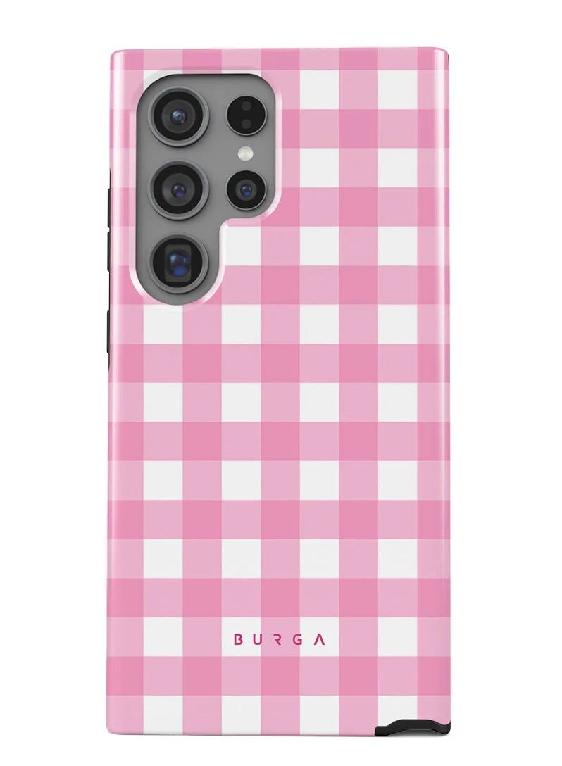 BURGA Phone Case Compatible with Samsung Galaxy S24 Ultra Mobile Phone Case Hybrid 2 Layer Hard Shell Silicone Protective Case,Think Pink Scratch Resistant Shockproof Cover - Image 1
