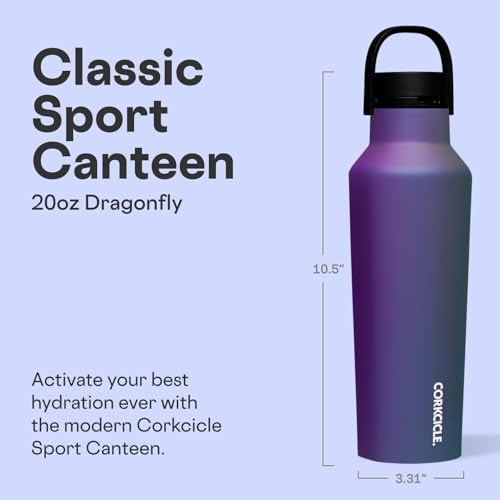 Corkcicle Sport Canteen - Keeps Drinks Cold 25 Hours - Stainless Steel Water Bottle - Triple-Insulated - Spill-Proof - Summer Drinkware Gift - Keeps Drinks Ice Cold - 20 oz - Multi-Color - Image 2