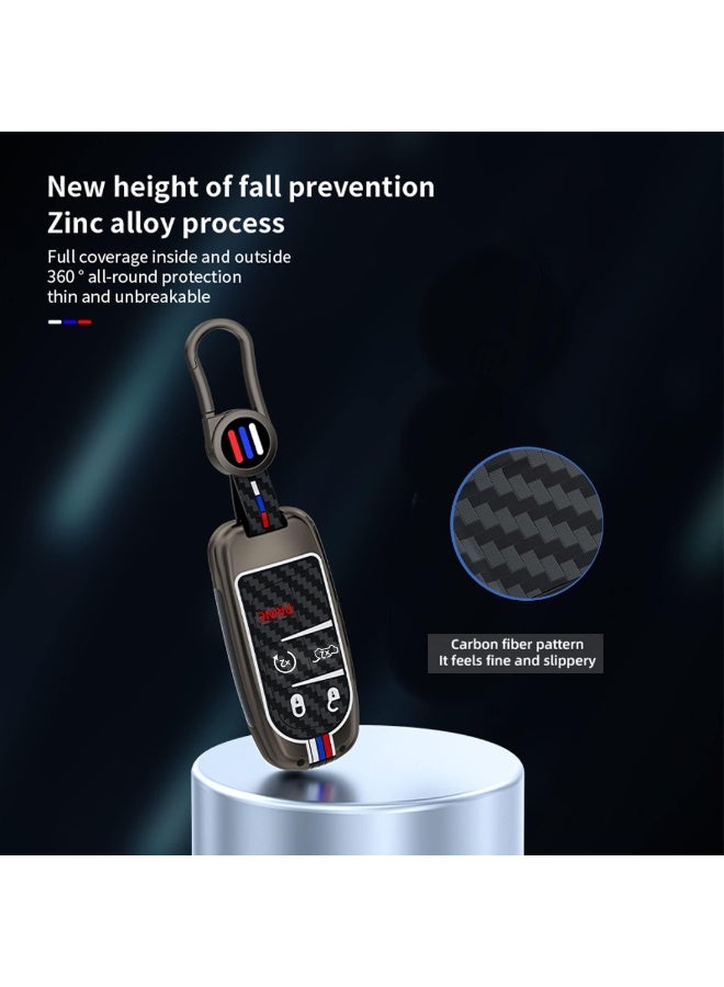 NOSKIN Carbon Fiber Pattern Key Fob Cover with Keychain Compatible with Jeep Grand Cherokee Wrangler Compass Cherokee Renegade Patriot Grand Comander Key Shell Accessories - Image 5