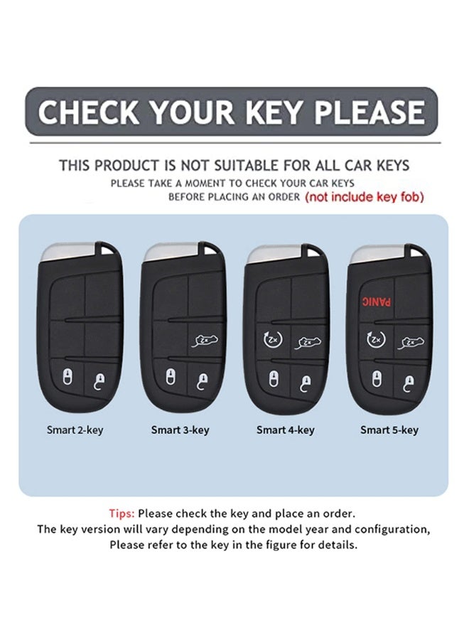 NOSKIN Carbon Fiber Pattern Key Fob Cover with Keychain Compatible with Jeep Grand Cherokee Wrangler Compass Cherokee Renegade Patriot Grand Comander Key Shell Accessories - Image 2