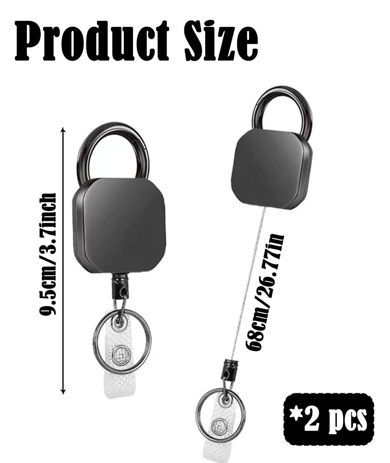 NUDFSY 2 Pcs Id Card Pulley, Id Card Holder, Easy to Carry Id Pulley Office Car & Bike Heavy Duty Id Card Holder Suitable for Men and Women (Black) - Image 2