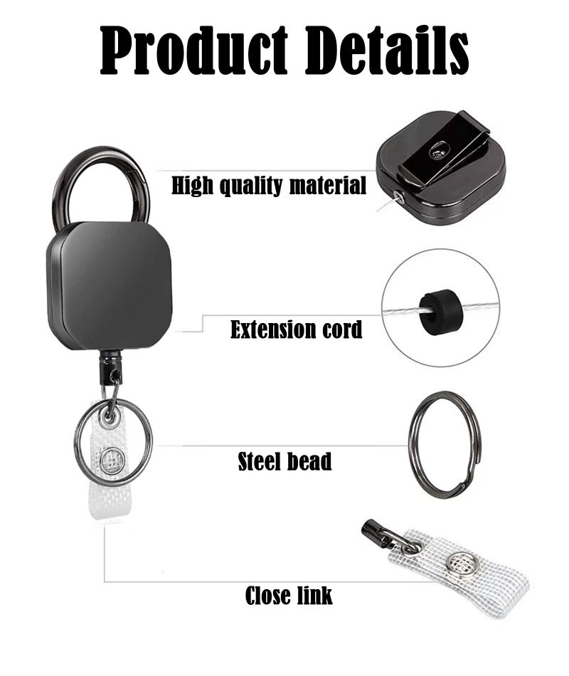 NUDFSY 2 Pcs Id Card Pulley, Id Card Holder, Easy to Carry Id Pulley Office Car & Bike Heavy Duty Id Card Holder Suitable for Men and Women (Black) - Image 4