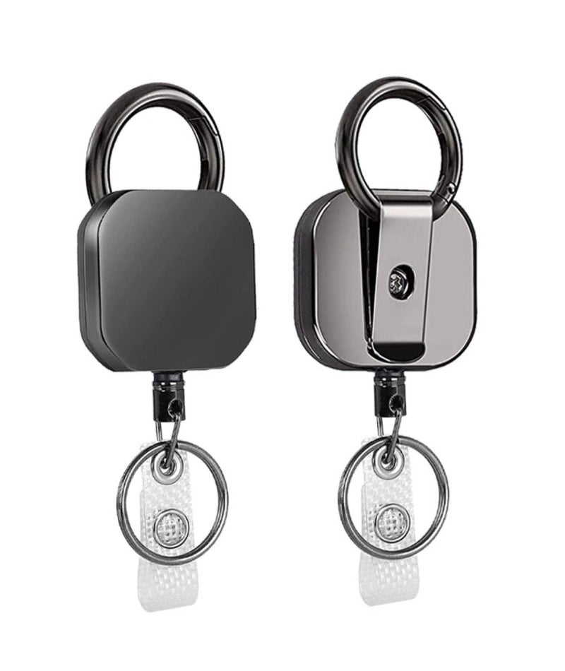 NUDFSY 2 Pcs Id Card Pulley, Id Card Holder, Easy to Carry Id Pulley Office Car & Bike Heavy Duty Id Card Holder Suitable for Men and Women (Black) - Image 1
