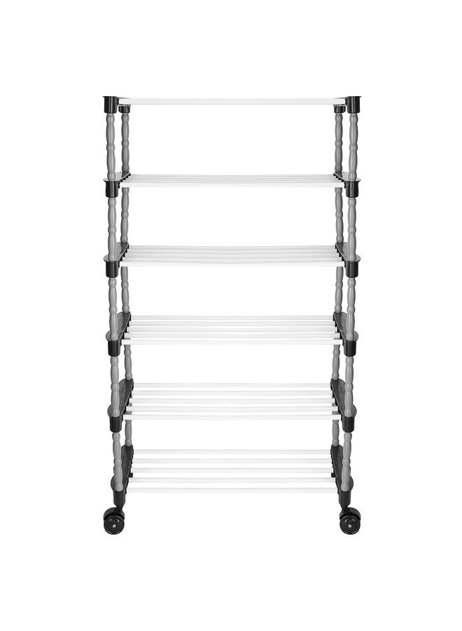 FLIPZON Multipurpose 5 Shelves/Layer Shoe Rack Organizer with Wheels and Dustproof Cover | Portable Smart Storage Rack Organizer with Zip Cover Easy to Move (Metal & Plastic, Multicolour) - Image 3