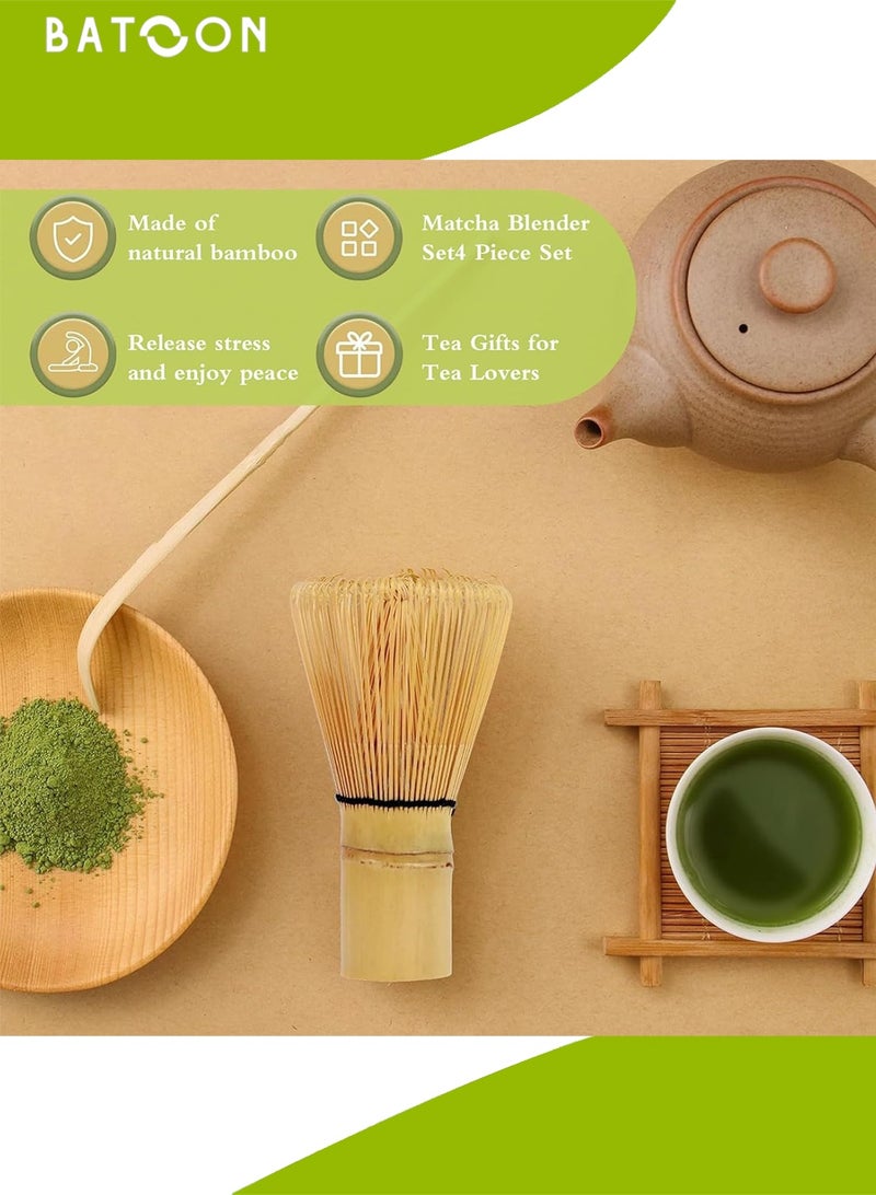 باتون مجموعة ماتشا يابانية مكونة من 4 قطع، وعاء ماتشا سيراميكي + حامل خفاقة + خفاقة من الخيزران + ملعقة، لحفل الشاي التقليدي - مجموعة ماتشا مثالية مصنوعة يدويًا من السيراميك الخشن لتحضير شاي ماتشا التقليدي، مجموعة هدايا ماتشا طبيعية 100% (أبيض) - Image 3