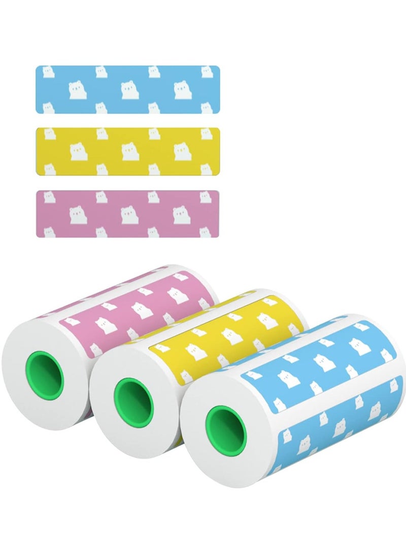 PeriPage Original PeriPage 3 Rolls Label Thermal Paper Sticker Cute Bear Pattern Self-Adhesive Printable Paper Roll Label Paper Clear Printing Waterproof Oil-proof Anti-friction for PeriPage A6/A9/A9s/A9  - Image 1