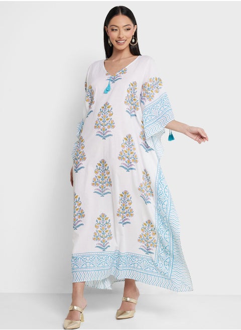 Cape Sleeve Printed Kaftan
