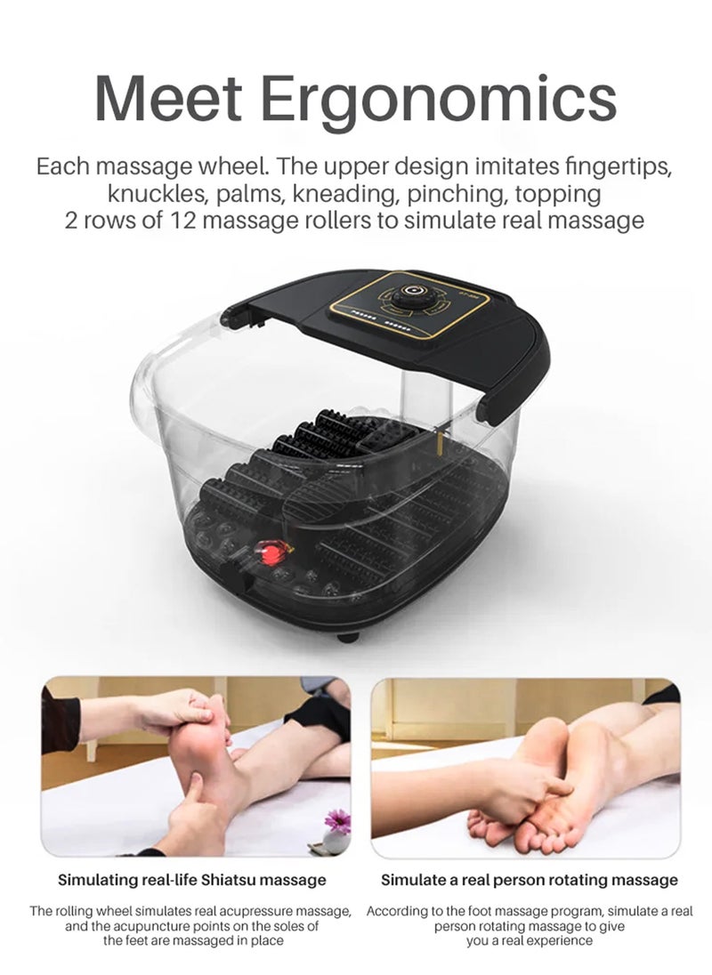DBLEW Electric Foot Spa Machine With Shiatsu Massager 12 Massage Rollers Mini Feet Detox Bath Infrared Heating Soaking Tub Basin Pedicure Bucket For Relieving Fatigue And Body Stress Fatigue  - Image 4