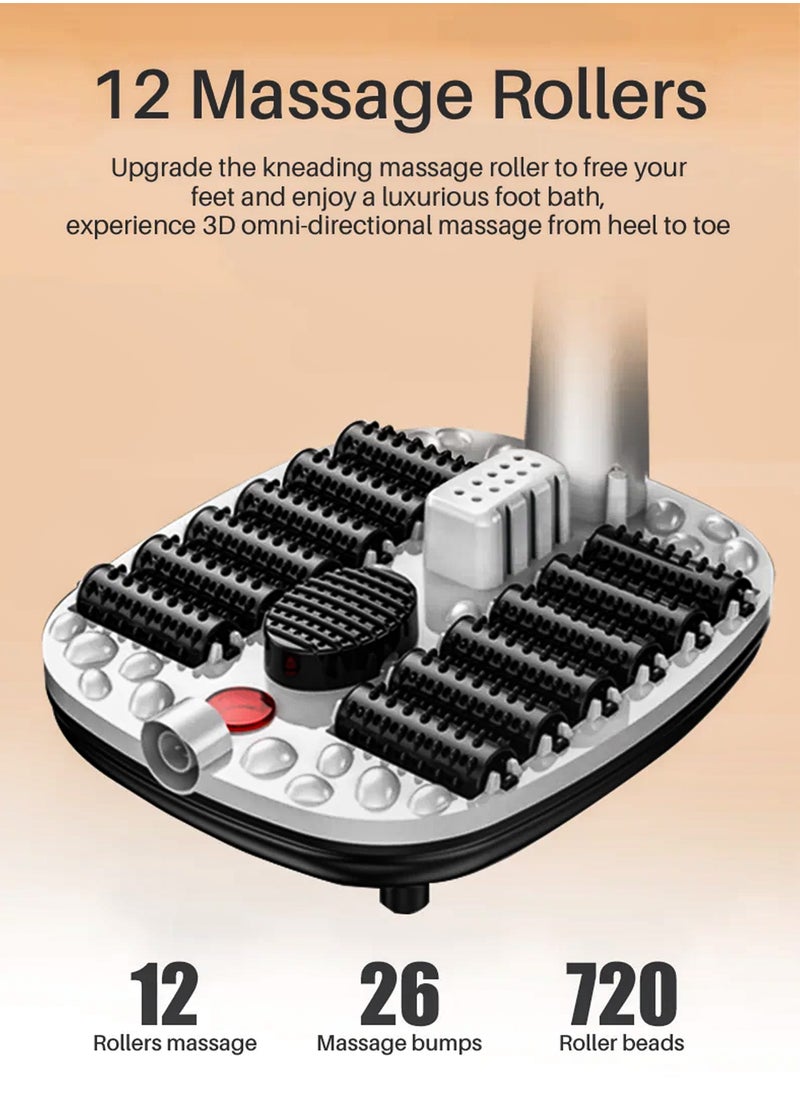DBLEW Electric Foot Spa Machine With Shiatsu Massager 12 Massage Rollers Mini Feet Detox Bath Infrared Heating Soaking Tub Basin Pedicure Bucket For Relieving Fatigue And Body Stress Fatigue  - Image 3