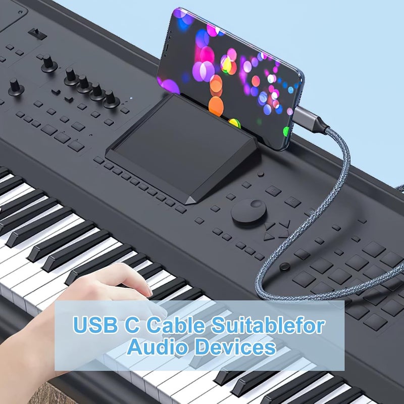 كاست ويف كابل طابعة من النوع C إلى USB 2.0 مقاس 2 متر مضفر من النايلون، متوافق مع طابعات كانون وإبسون وإتش بي ولوكسمارك والطباعة من الكمبيوتر المحمول والهاتف المحمول وأجهزة USB من النوع A/B الأخرى، كابل توصيل بيانات MIDI، سلك الطابعة والماسح الضوئي. - Image 3