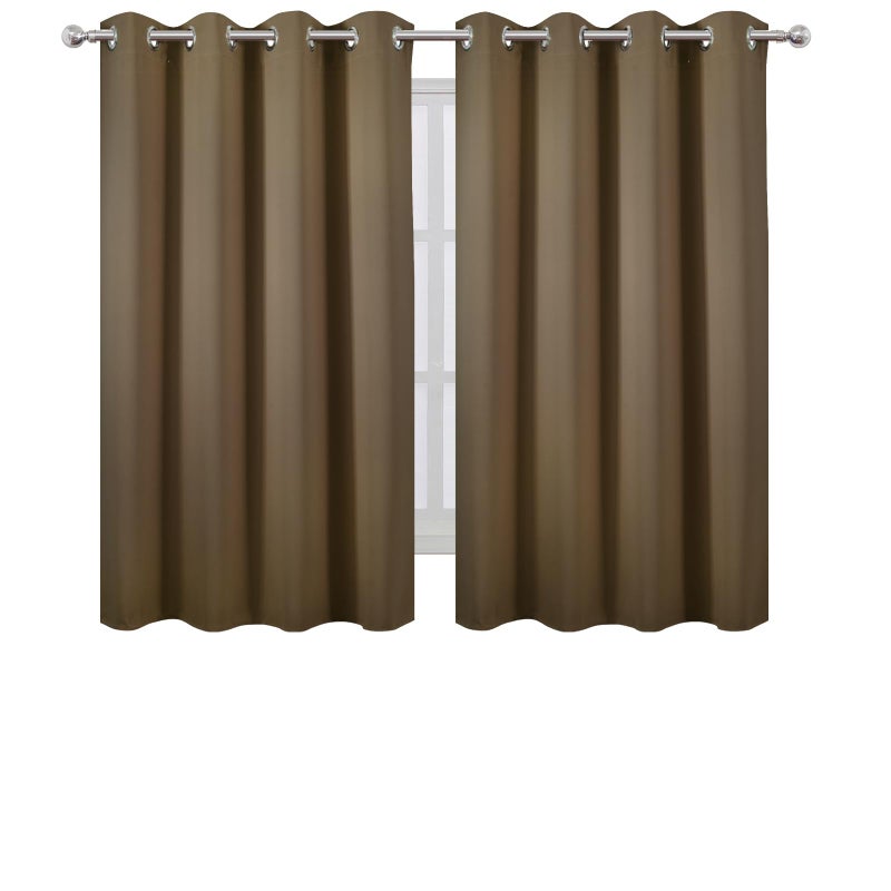 LEMOMO Brown Thermal Blackout Curtains/52 x 54 Inch/Set of 2 Panels Room Darkening Curtains for Bedroom - Image 2