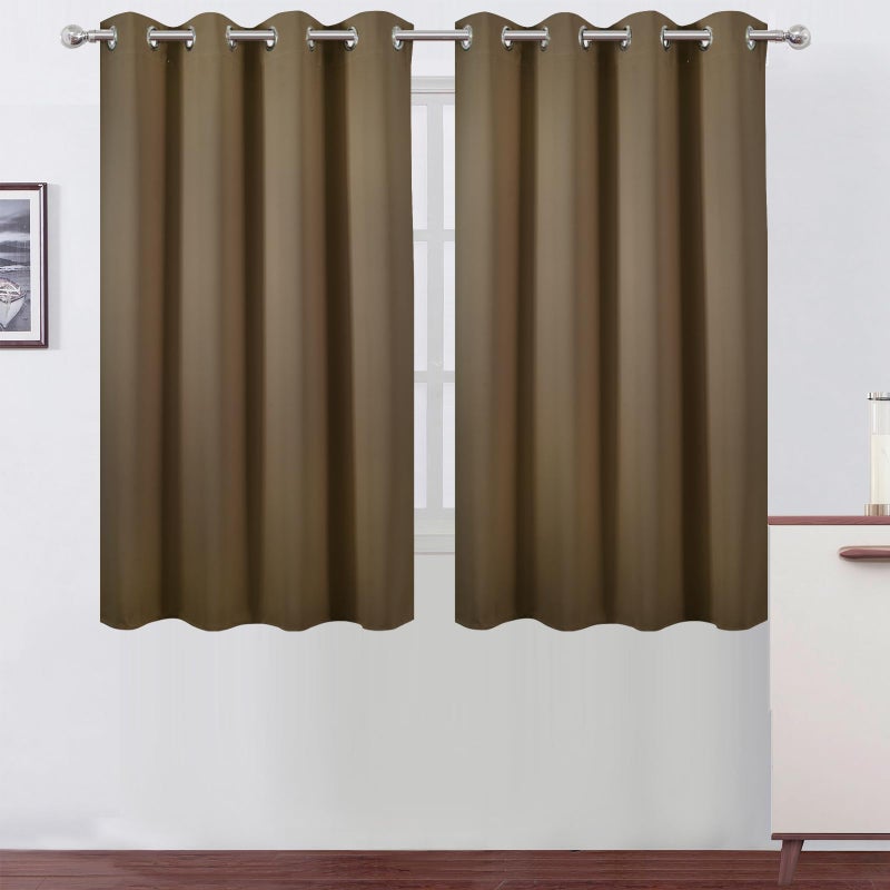 LEMOMO Brown Thermal Blackout Curtains/52 x 54 Inch/Set of 2 Panels Room Darkening Curtains for Bedroom - Image 1