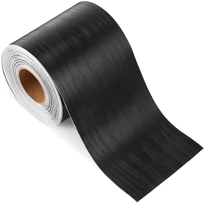 تاو باري ورق جدران أسود بنمط خشبي 30 متر حافة قابلة للإزالة لاصقة ومقاومة للماء لإطار مرآة الحمام ملصق مطبخ 984 قدم × 4