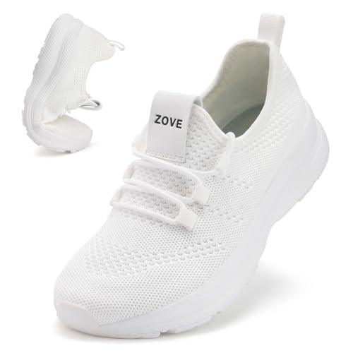 ZOVE Wide Toe Box Shoes Women Extra Wide Width Sneakers Ultra Light Road Running Shoes NonSlip Tennis Sneakers Breathable Walking Athletic 8803 White 41 - Image 1