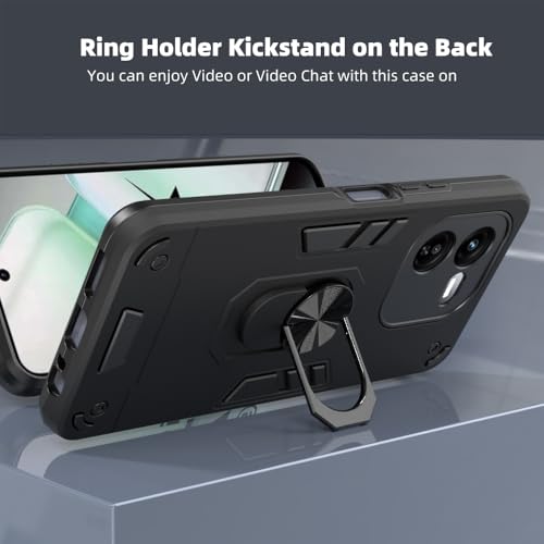 Casotec Armor iQOO Z9x 5G Defender Case | Rotating Ring Holder & Kickstand in-Built | Military Grade Armor | 360 Degree Protection Back Cover for iQOO Z9x 5G / Y37 Pro 5G / Y37 Pro 5G (Black) - Image 5