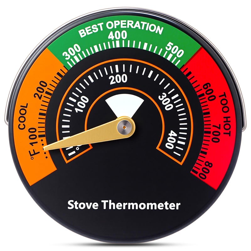 Frienda Wood Stove Thermometer, Magnetic Gas Oven Temperature Gauge Accessories Fire Stove Pipe Thermometer Gauge for Wood Burning Gas Pellet Fireplace Flue Avoiding Destroyed by Overheat(1 Pcs) - Image 1