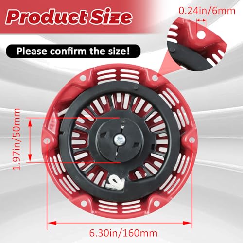 WOTIAN GX160 Pull Start Assembly Compatible with Honda GX120 GX200 5.5HP 6.5HP Engine Replacement Parts 28400-Z4M-306ZB 27400-Z1T-702 Recoil Starter (Curved Steel Rod Pawls) - Image 3