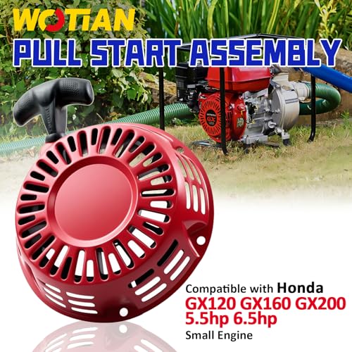 WOTIAN GX160 Pull Start Assembly Compatible with Honda GX120 GX200 5.5HP 6.5HP Engine Replacement Parts 28400-Z4M-306ZB 27400-Z1T-702 Recoil Starter (Curved Steel Rod Pawls) - Image 2
