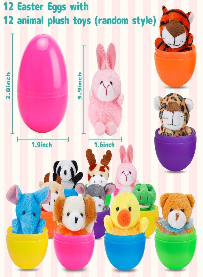 AUUGUU 12 Pack Prefilled Easter Eggs with Animals Stuffers Plush Toys for Easter Egg Hunt, Easter Basket Stuffers Fillers, Easter Party Favors, Easter Classroom Prize Supplies - Image 3