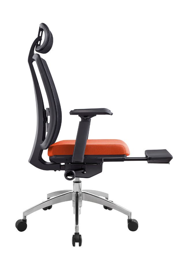 Modern Ergonomic Office Chair with Adjustable Headrest, Armrest and Footrest for Office Executives and Managers, Orange - Image 2