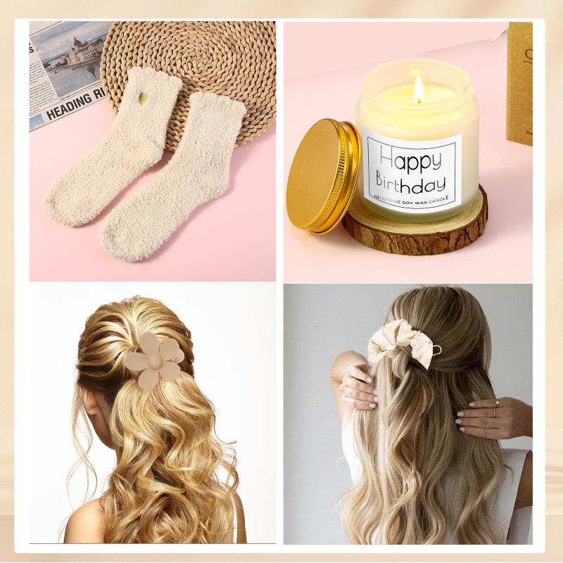 DHQH Birthday Gifts for Teen, Cute Inspirational Gift Daisy Presents Set Ideas for Sister Daughter Friends, Happy Birthday Gift Basket with Ice Glass Cup for Her (Beige) - Image 5