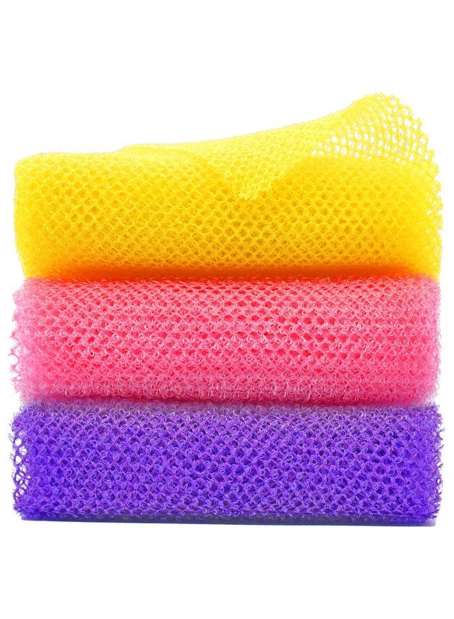 SuperJpsor 3-Piece African Exfoliating Net for Body - African Wash Net & Sponge Scrubber (Yellow, Pink, Purple) - Image 1