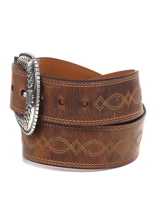 ARIAT Women's Center Stitch Leather Tapered Belt with Removable Antiqued Silver Buckle (Brown, Size 28) - Image 5