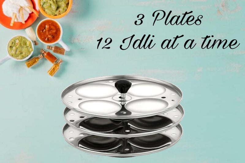 AMBA'R Kitchenware AMBA'R Premium Stainless Steel Heavy Quality Idli Maker For 5L Cooker 3 Plates, 12 Idli At Once, Idli Stand For Home & Kitchen, Idli Maker Stand For Our Home Chef - Image 3