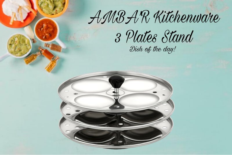 AMBA'R Kitchenware AMBA'R Premium Stainless Steel Heavy Quality Idli Maker For 5L Cooker 3 Plates, 12 Idli At Once, Idli Stand For Home & Kitchen, Idli Maker Stand For Our Home Chef - Image 5