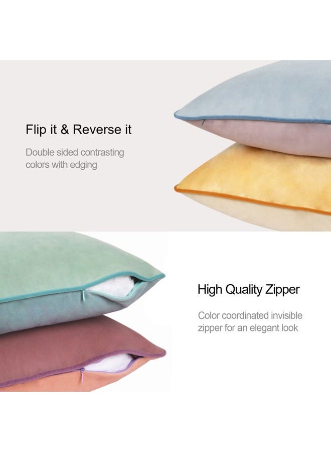 Btyrle Throw Pillow Covers 18x18 Set of 4 Soft Velvet Couch Cushion Covers Modern 8-Colors Designs Pillowcases Decorative Cushion Cases for Sofa Bedroom Home Decor(Morandi Series) - Image 4