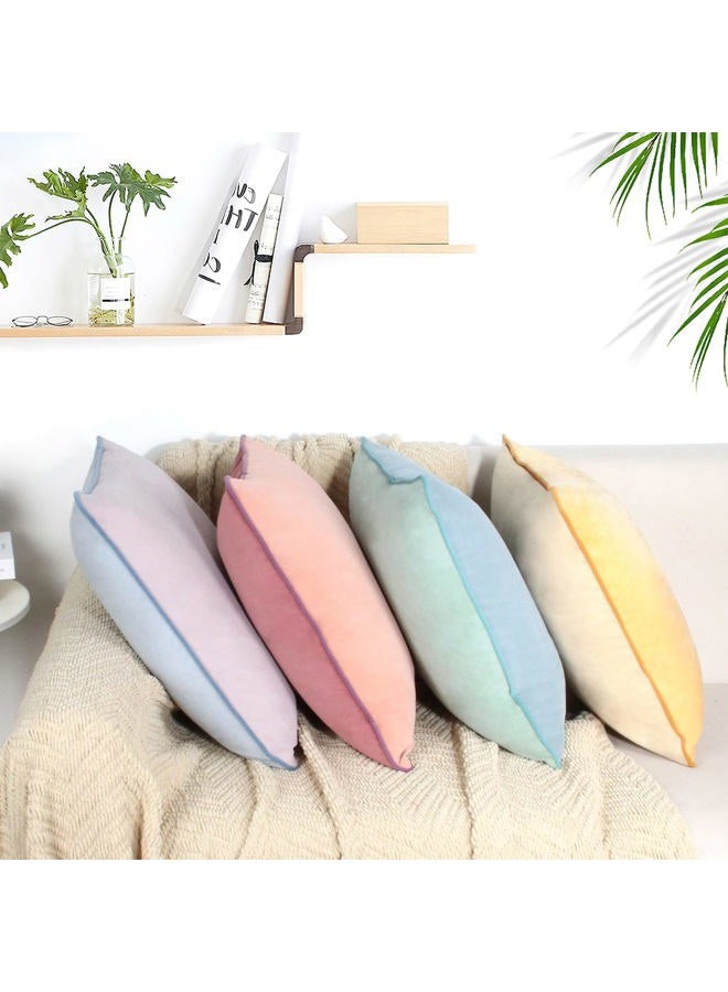 Btyrle Throw Pillow Covers 18x18 Set of 4 Soft Velvet Couch Cushion Covers Modern 8-Colors Designs Pillowcases Decorative Cushion Cases for Sofa Bedroom Home Decor(Morandi Series) - Image 3