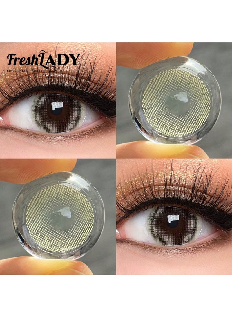 FRESH LADY Lime Colored Contact Lenses - Yearly Disposable Cosmetic Lenses for Makeup and Cosplay - Image 1