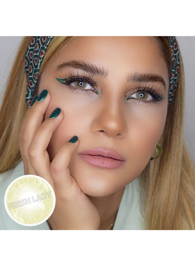 FRESH LADY Lime Colored Contact Lenses - Yearly Disposable Cosmetic Lenses for Makeup and Cosplay - Image 3
