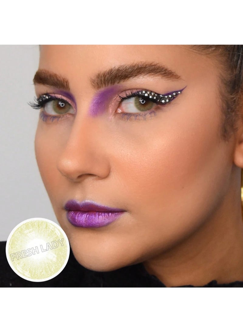 FRESH LADY Lime Colored Contact Lenses - Yearly Disposable Cosmetic Lenses for Makeup and Cosplay - Image 4