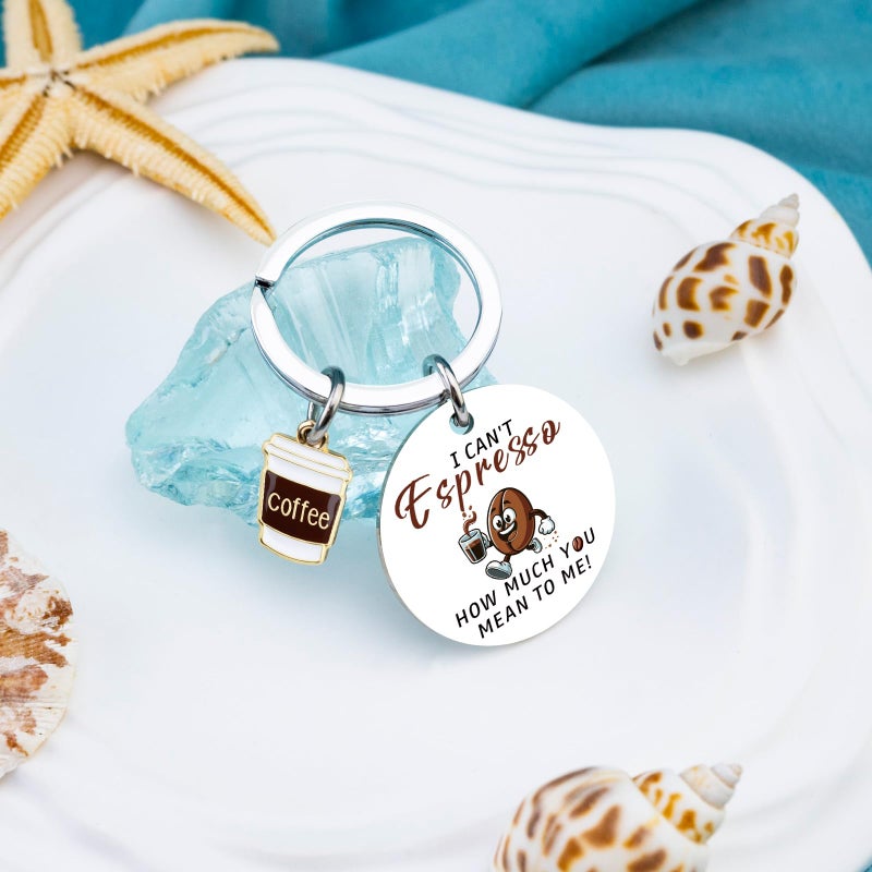 Funny Coffee Themed Gifts Coffee Gifts for Women Coffees Lover Gift Ideas for Women Men Coffees Keychain Accessories Funny Coworker Gift-I Can't Espresso How Much You Mean to Me - Image 3